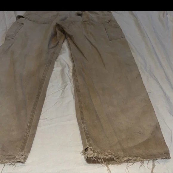 Carhartt Duck Bib Overalls Mens 38x32  Brown Double Knee Workwear Carpenter - Picture 9 of 11